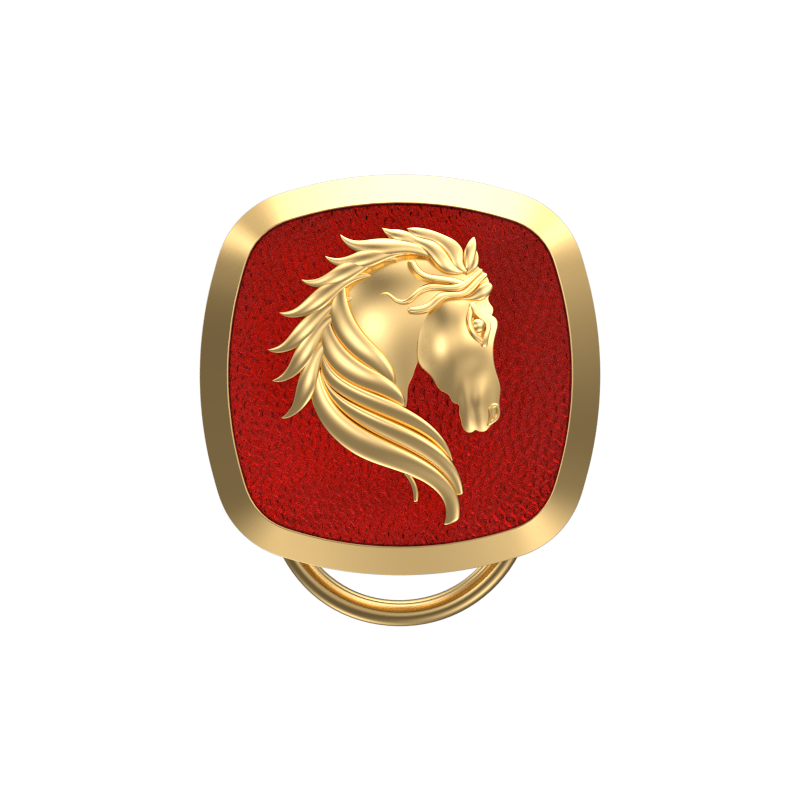 Horse, Wild Button set with 18kt Gold & Black Ruthenium Plating on Brass.