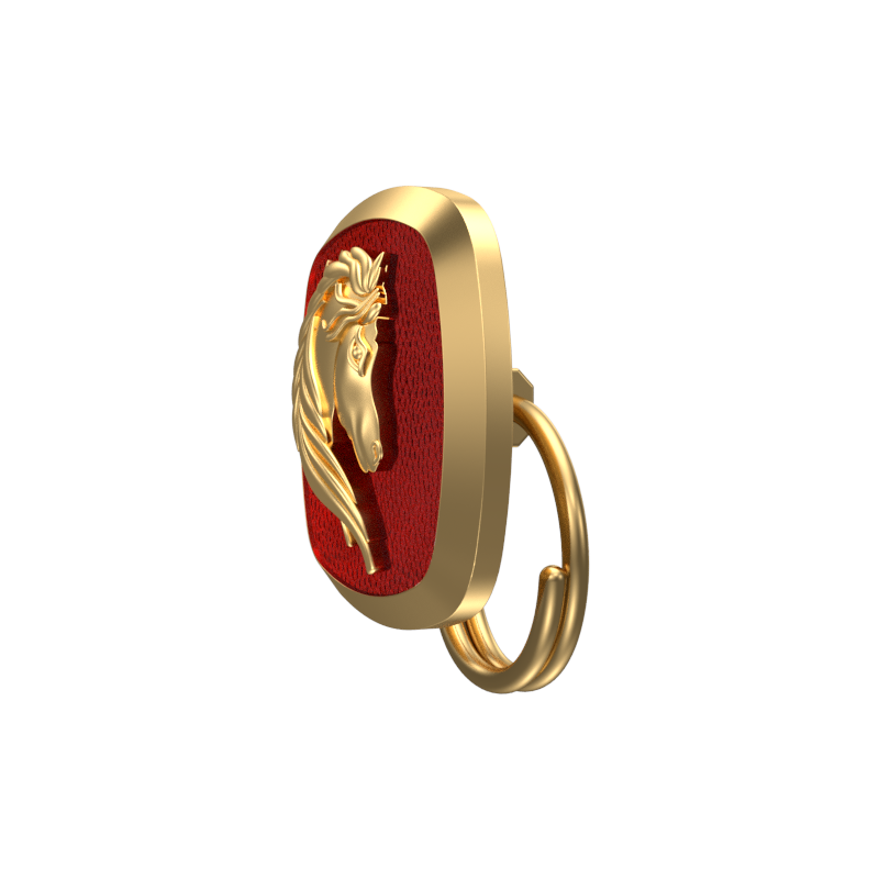 Horse, Wild Button set with 18kt Gold & Black Ruthenium Plating on Brass.