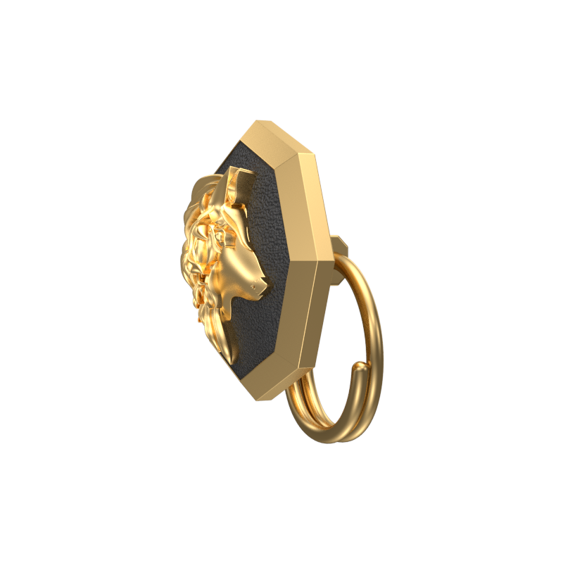 Wolf, Wild Button set with 18kt Gold & Black Ruthenium Plating on Brass.