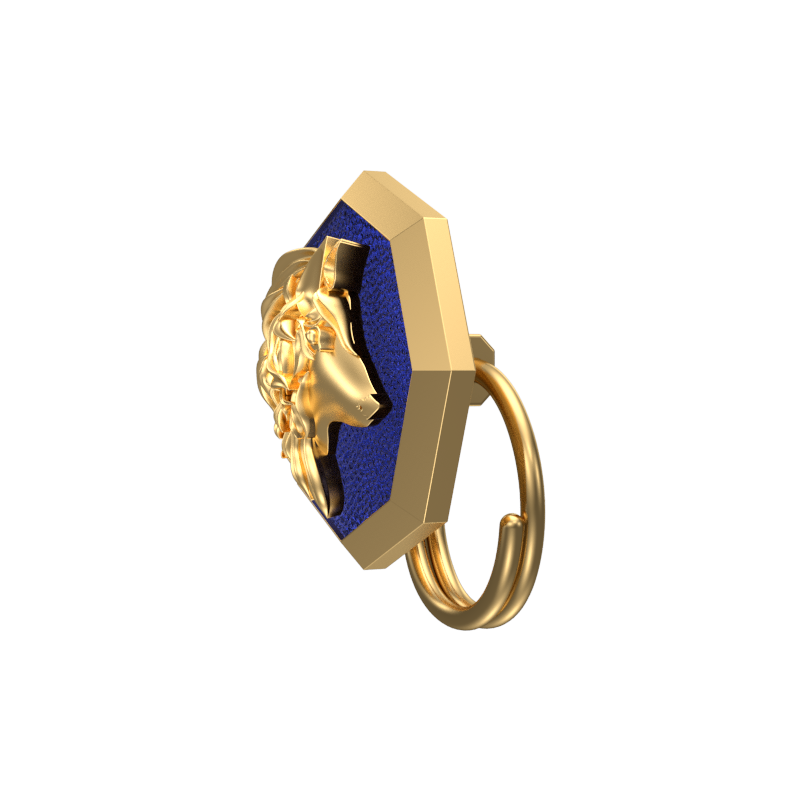 Wolf, Wild Button set with 18kt Gold & Black Ruthenium Plating on Brass.