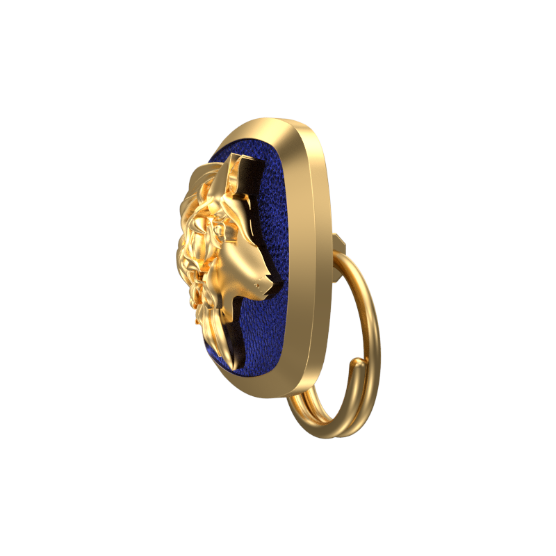 Wolf, Wild Button set with 18kt Gold & Black Ruthenium Plating on Brass.