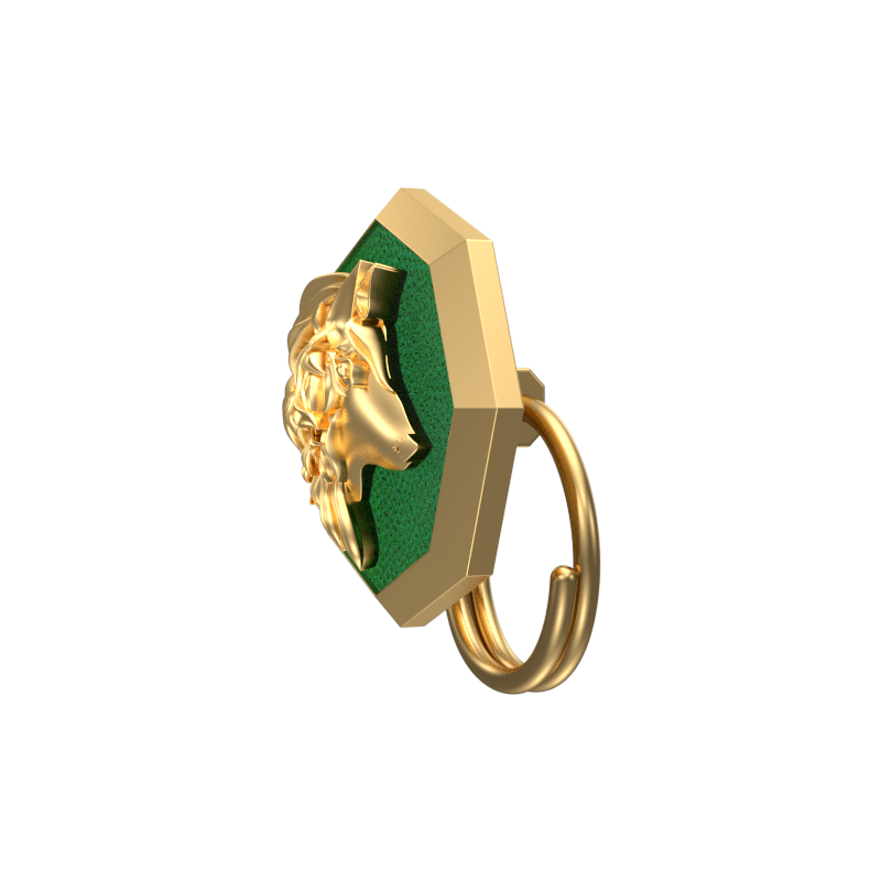 Wolf, Wild Button set with 18kt Gold & Black Ruthenium Plating on Brass.