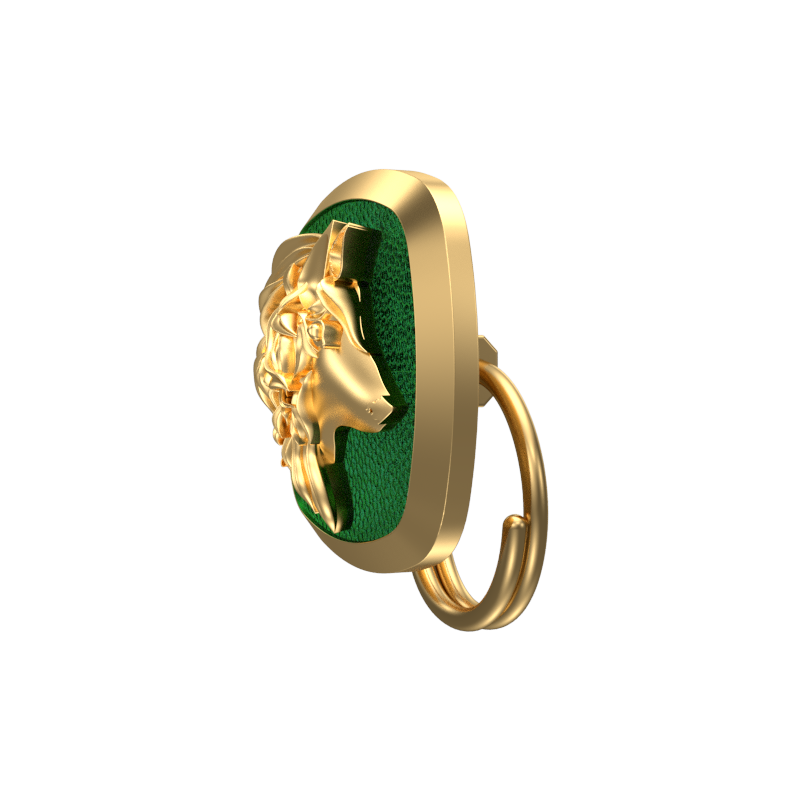 Wolf, Wild Button set with 18kt Gold & Black Ruthenium Plating on Brass.