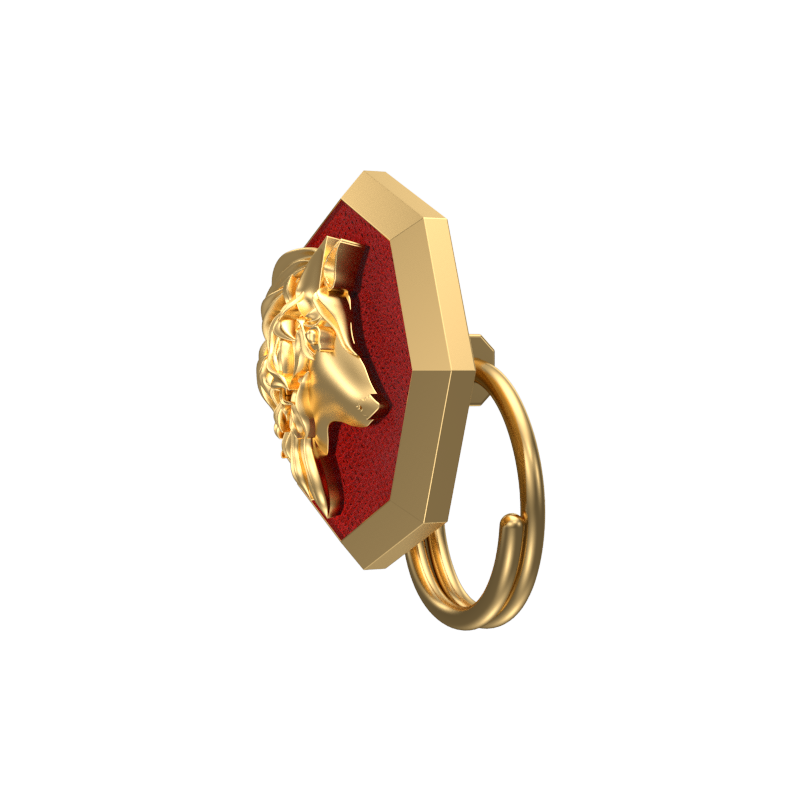 Wolf, Wild Button set with 18kt Gold & Black Ruthenium Plating on Brass.
