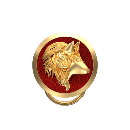 Wolf, Wild Button set with 18kt Gold & Black Ruthenium Plating on Brass.