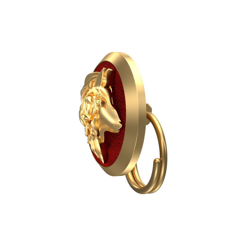 Wolf, Wild Button set with 18kt Gold & Black Ruthenium Plating on Brass.