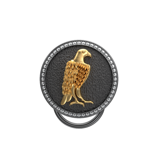Falcon Luxe, Wild Button set with CZ Diamonds, 18kt Gold & Black Ruthenium Plating on Brass.