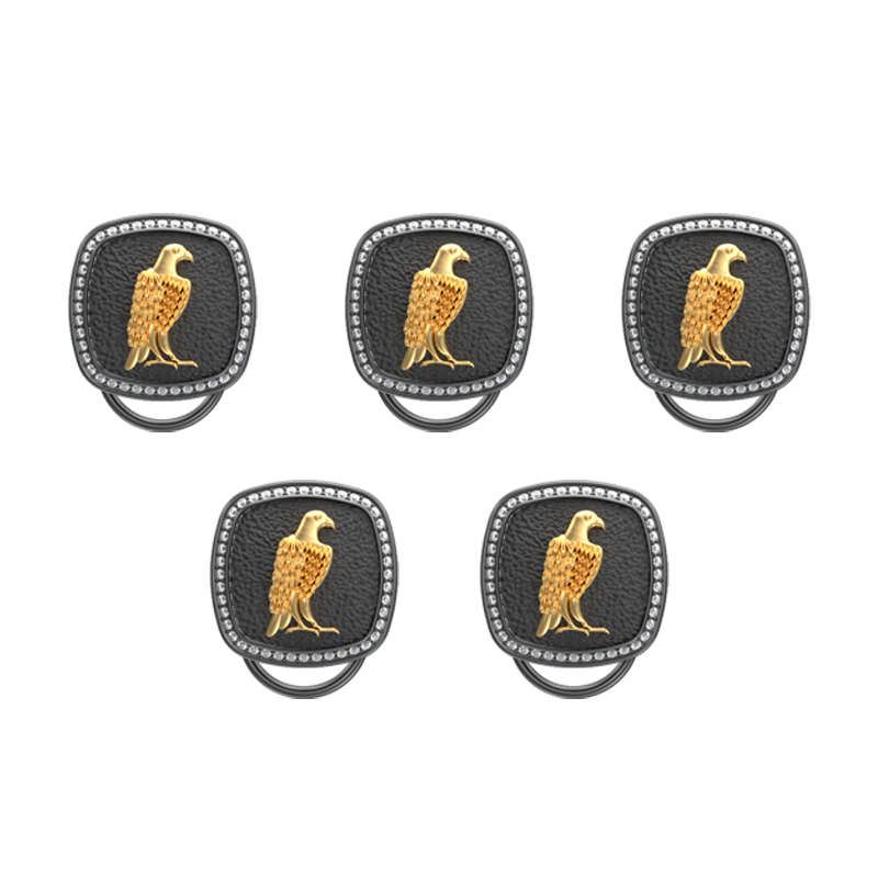 Falcon Luxe, Wild Button set with CZ Diamonds, 18kt Gold & Black Ruthenium Plating on Brass.