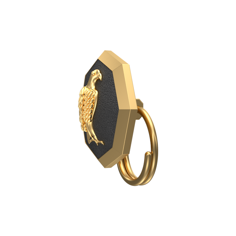 Falcon, Wild Button set with 18kt Gold & Black Ruthenium Plating on Brass.