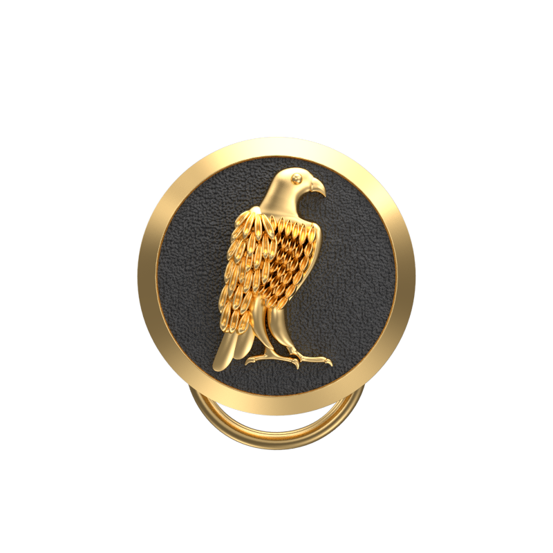 Falcon, Wild Button set with 18kt Gold & Black Ruthenium Plating on Brass.