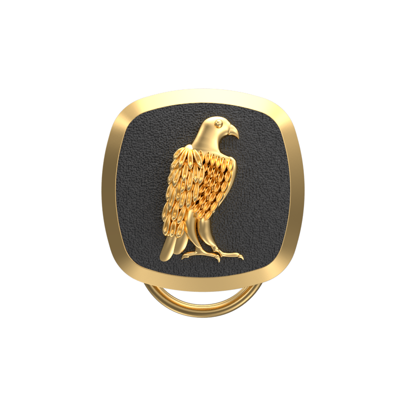 Falcon, Wild Button set with 18kt Gold & Black Ruthenium Plating on Brass.