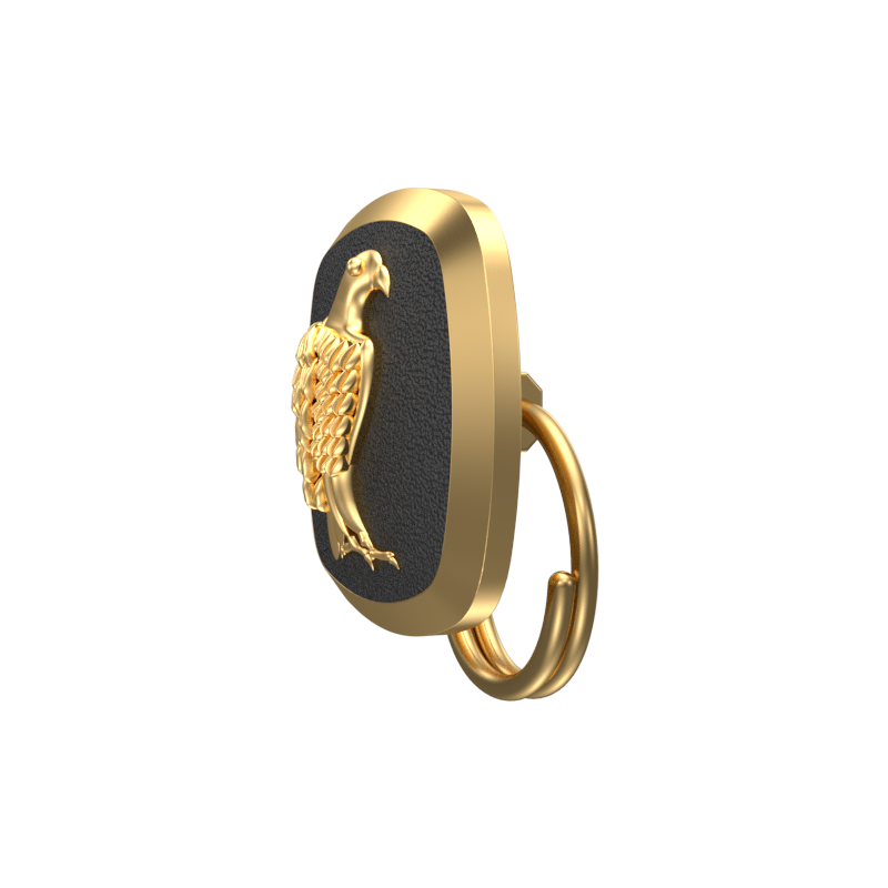 Falcon, Wild Button set with 18kt Gold & Black Ruthenium Plating on Brass.