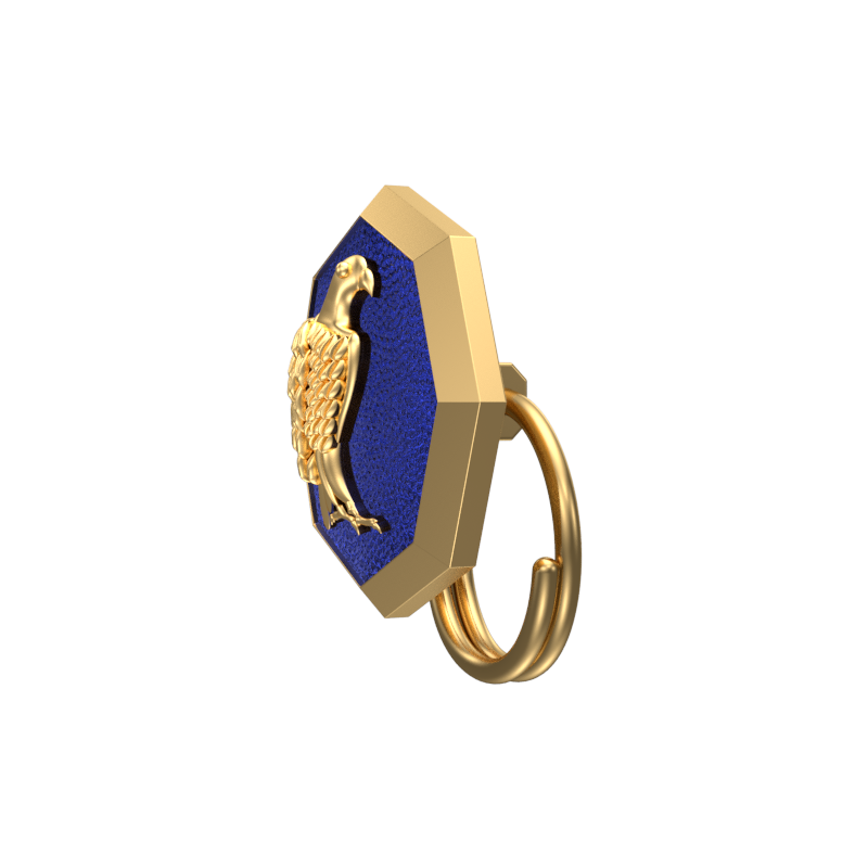 Falcon, Wild Button set with 18kt Gold & Black Ruthenium Plating on Brass.