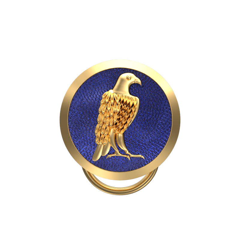 Falcon, Wild Button set with 18kt Gold & Black Ruthenium Plating on Brass.
