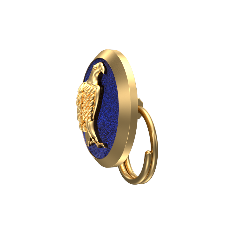 Falcon, Wild Button set with 18kt Gold & Black Ruthenium Plating on Brass.