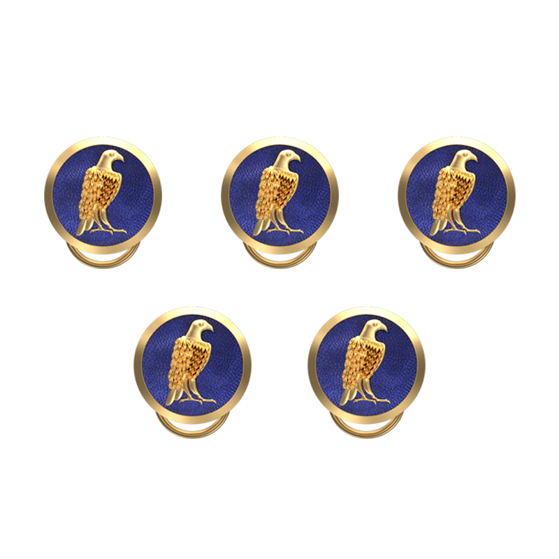 Falcon, Wild Button set with 18kt Gold & Black Ruthenium Plating on Brass.