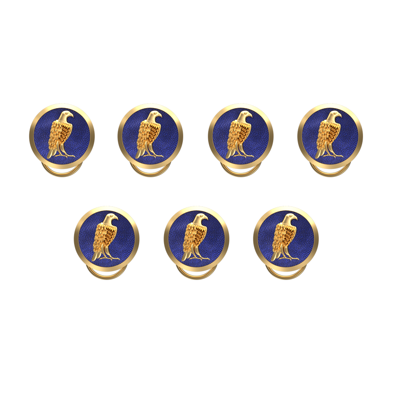 Falcon, Wild Button set with 18kt Gold & Black Ruthenium Plating on Brass.