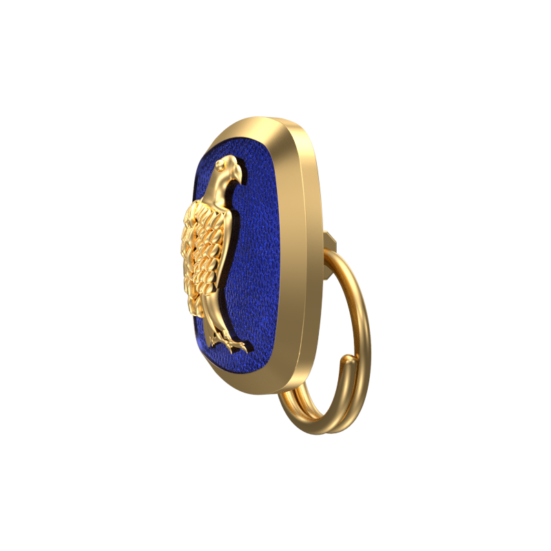 Falcon, Wild Button set with 18kt Gold & Black Ruthenium Plating on Brass.