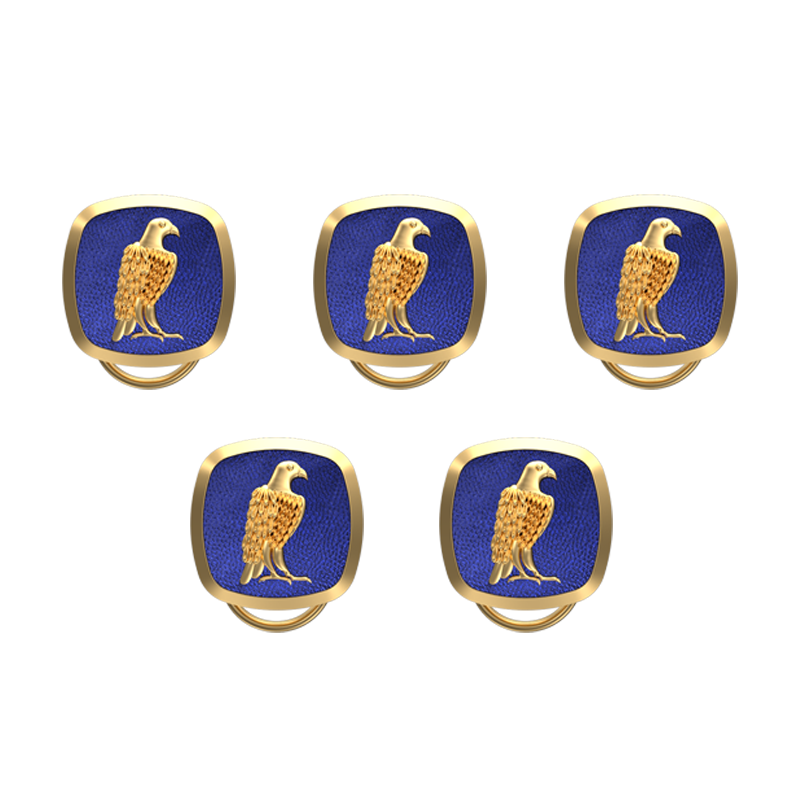 Falcon, Wild Button set with 18kt Gold & Black Ruthenium Plating on Brass.