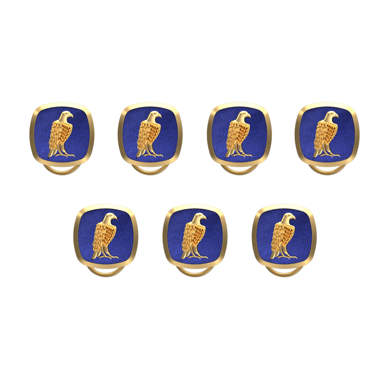 Falcon, Wild Button set with 18kt Gold & Black Ruthenium Plating on Brass.