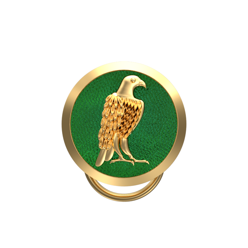 Falcon, Wild Button set with 18kt Gold & Black Ruthenium Plating on Brass.
