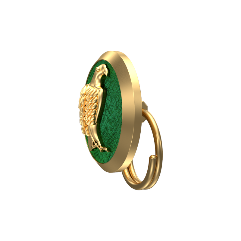 Falcon, Wild Button set with 18kt Gold & Black Ruthenium Plating on Brass.