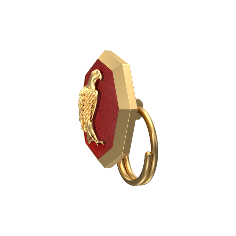 Falcon, Wild Button set with 18kt Gold & Black Ruthenium Plating on Brass.