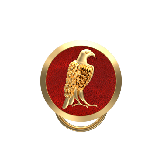 Falcon, Wild Button set with 18kt Gold & Black Ruthenium Plating on Brass.