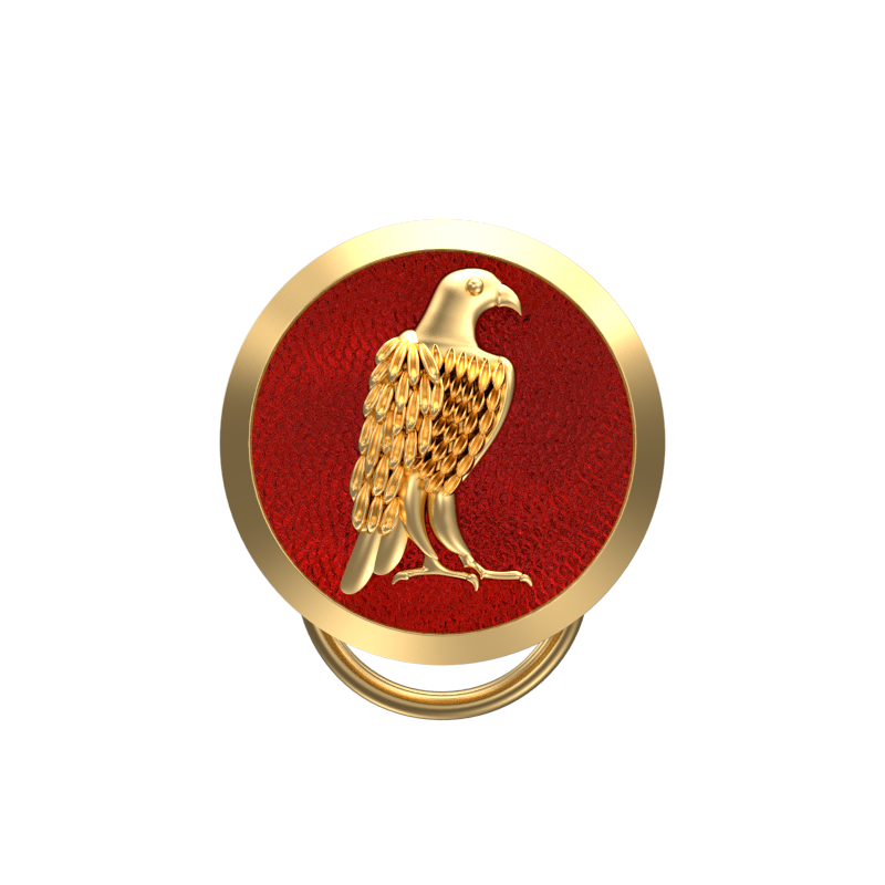Falcon, Wild Button set with 18kt Gold & Black Ruthenium Plating on Brass.