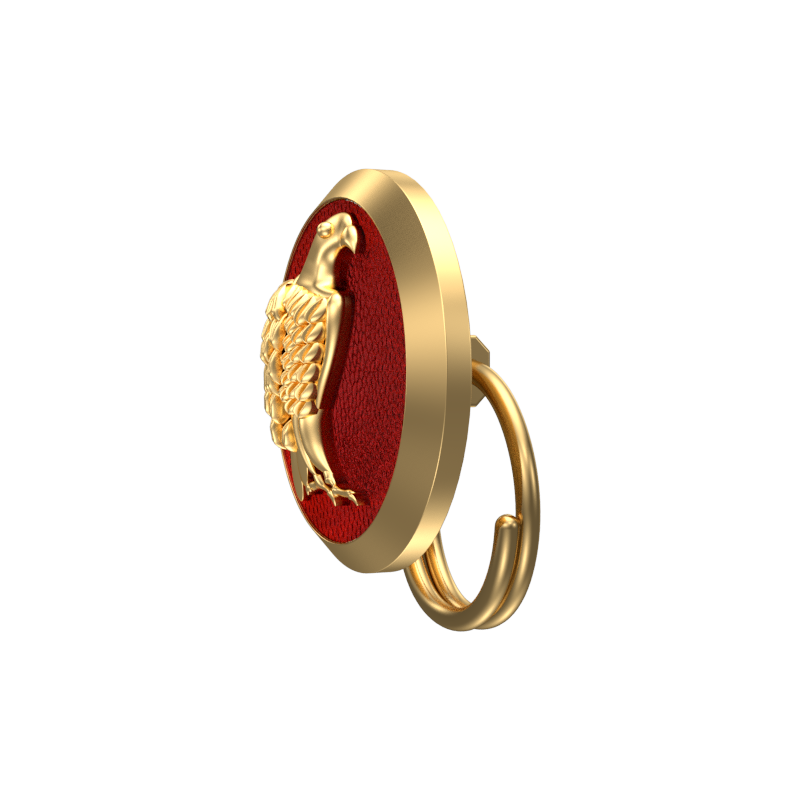 Falcon, Wild Button set with 18kt Gold & Black Ruthenium Plating on Brass.