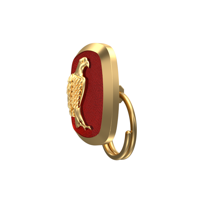 Falcon, Wild Button set with 18kt Gold & Black Ruthenium Plating on Brass.