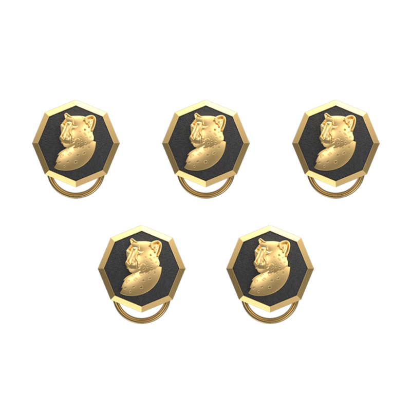 Leopard, Wild Button set with 18kt Gold & Black Ruthenium Plating on Brass.