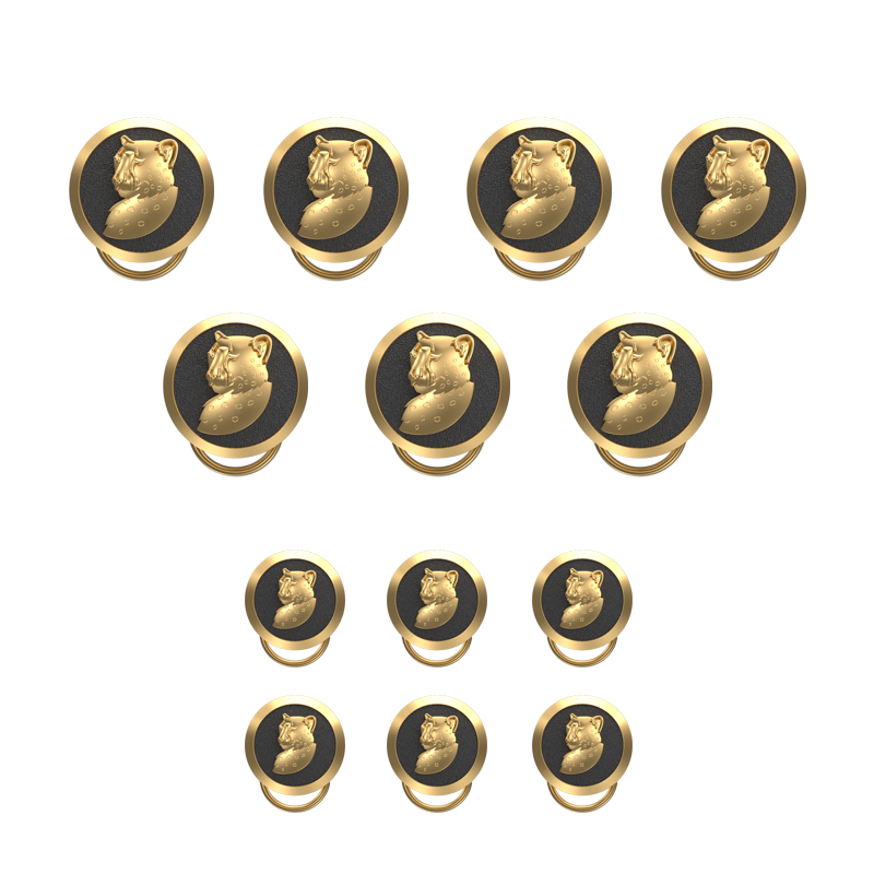 Leopard, Wild Button set with 18kt Gold & Black Ruthenium Plating on Brass.