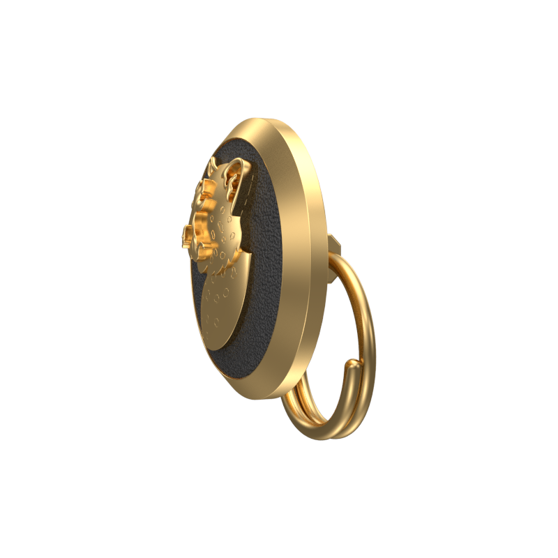 Leopard, Wild Button set with 18kt Gold & Black Ruthenium Plating on Brass.