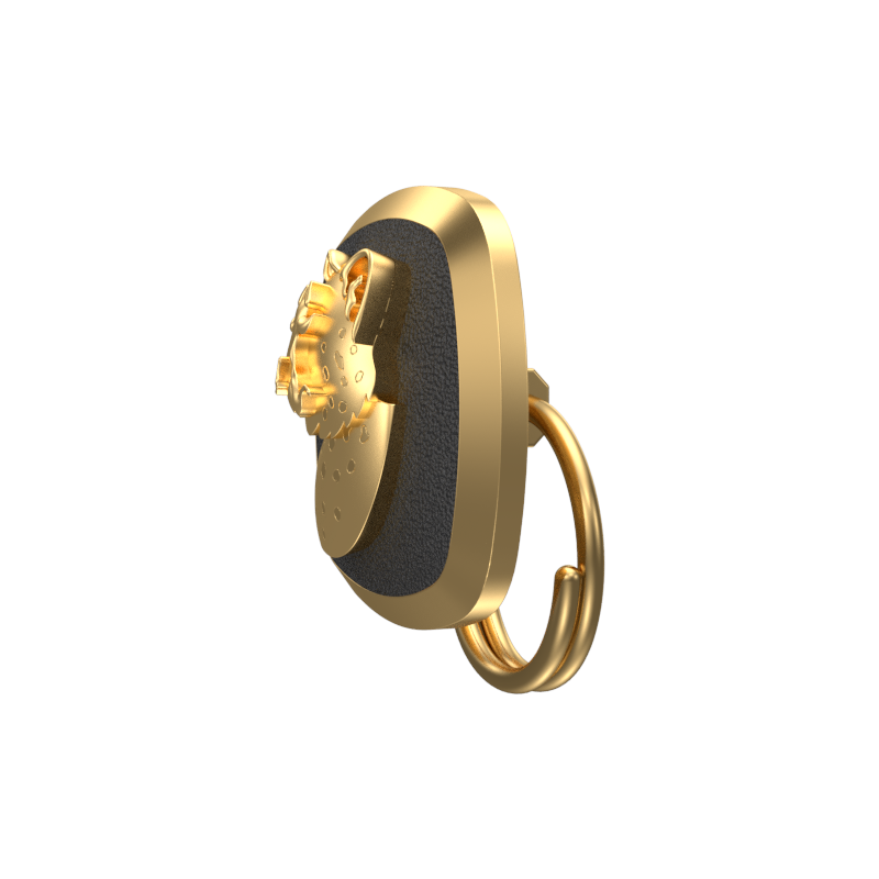 Leopard, Wild Button set with 18kt Gold & Black Ruthenium Plating on Brass.