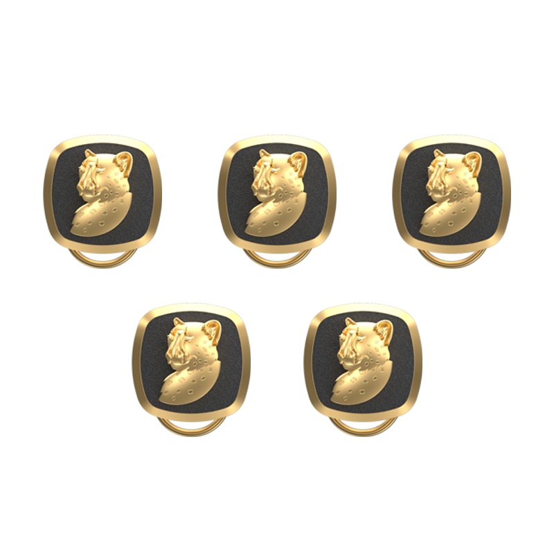 Leopard, Wild Button set with 18kt Gold & Black Ruthenium Plating on Brass.