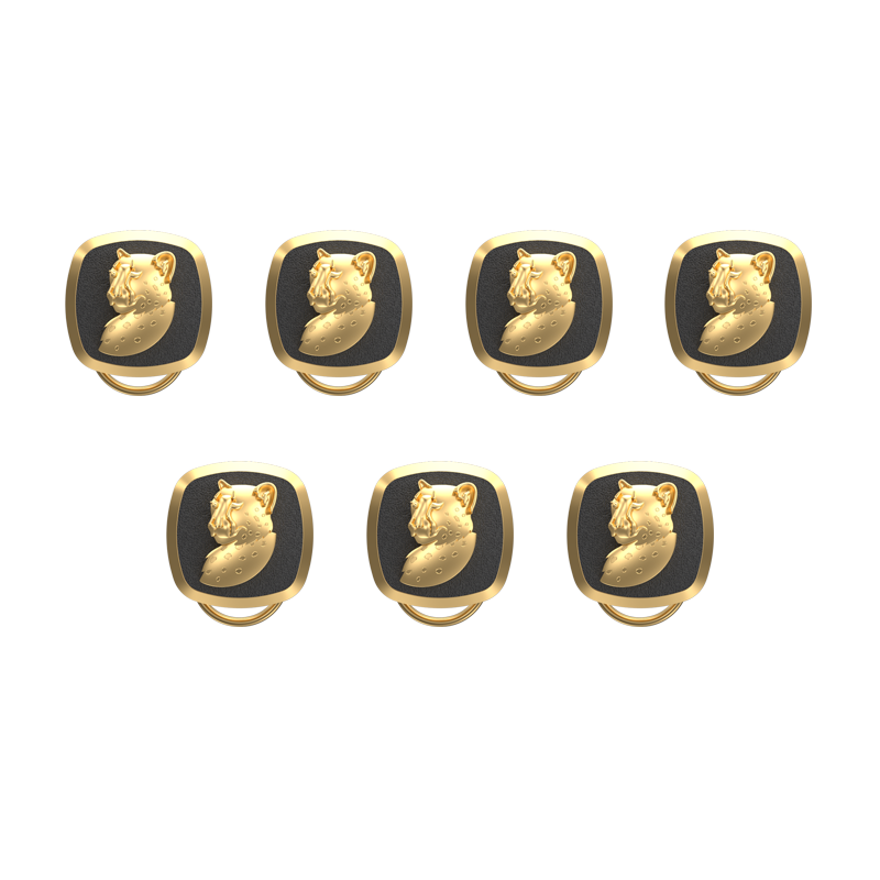 Leopard, Wild Button set with 18kt Gold & Black Ruthenium Plating on Brass.