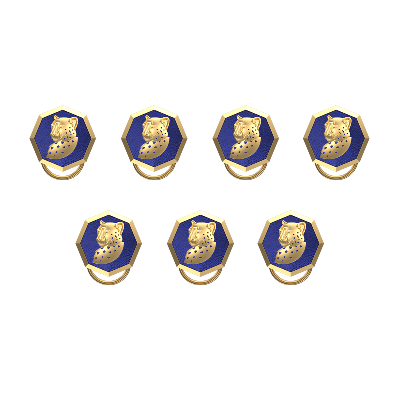 Leopard, Wild Button set with 18kt Gold & Black Ruthenium Plating on Brass.