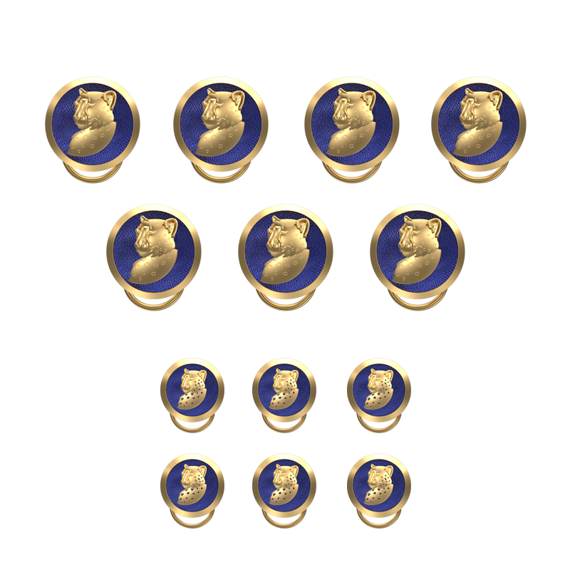 Leopard, Wild Button set with 18kt Gold & Black Ruthenium Plating on Brass.
