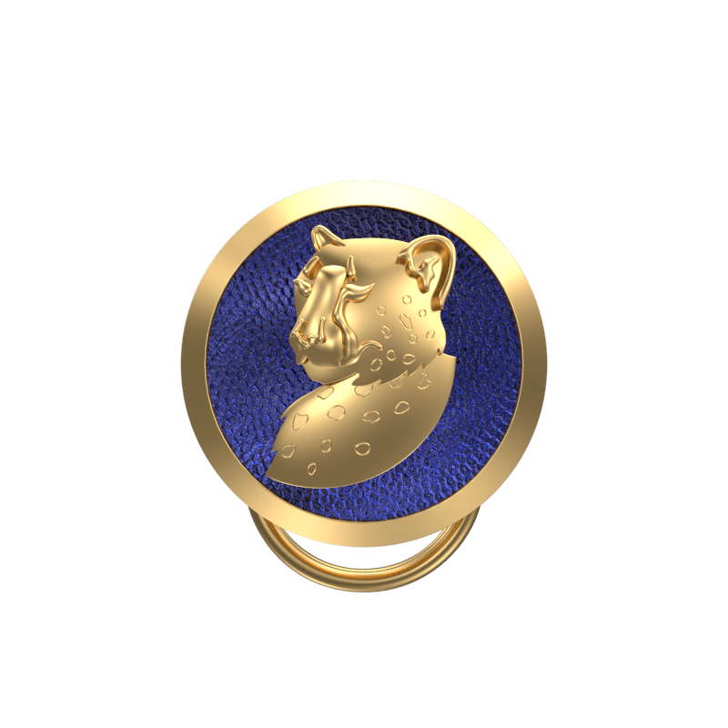 Leopard, Wild Button set with 18kt Gold & Black Ruthenium Plating on Brass.