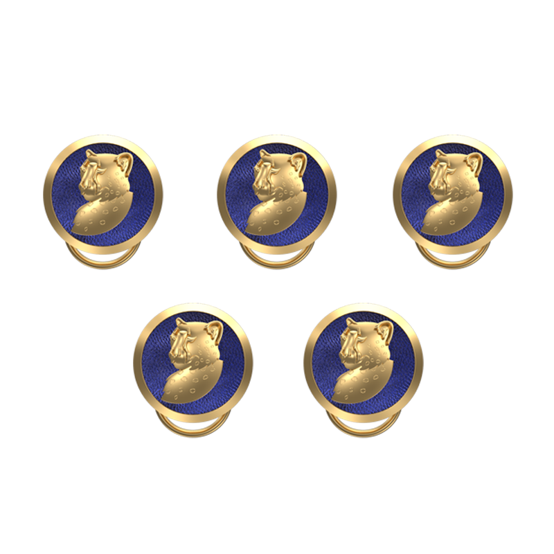 Leopard, Wild Button set with 18kt Gold & Black Ruthenium Plating on Brass.