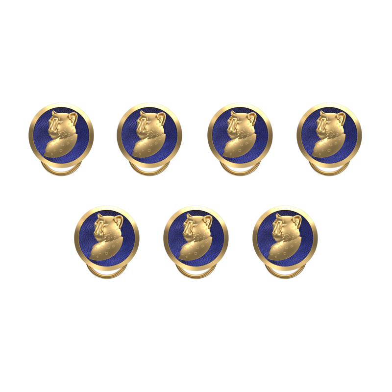 Leopard, Wild Button set with 18kt Gold & Black Ruthenium Plating on Brass.