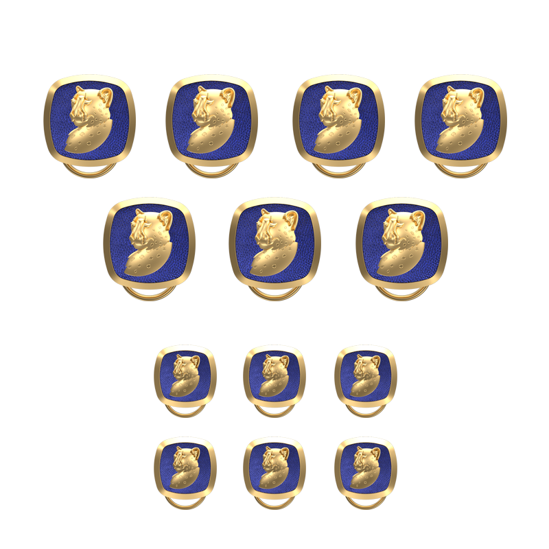 Leopard, Wild Button set with 18kt Gold & Black Ruthenium Plating on Brass.
