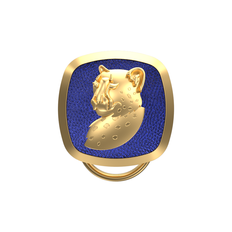 Leopard, Wild Button set with 18kt Gold & Black Ruthenium Plating on Brass.