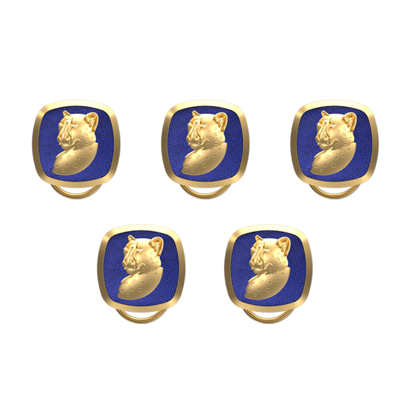 Leopard, Wild Button set with 18kt Gold & Black Ruthenium Plating on Brass.