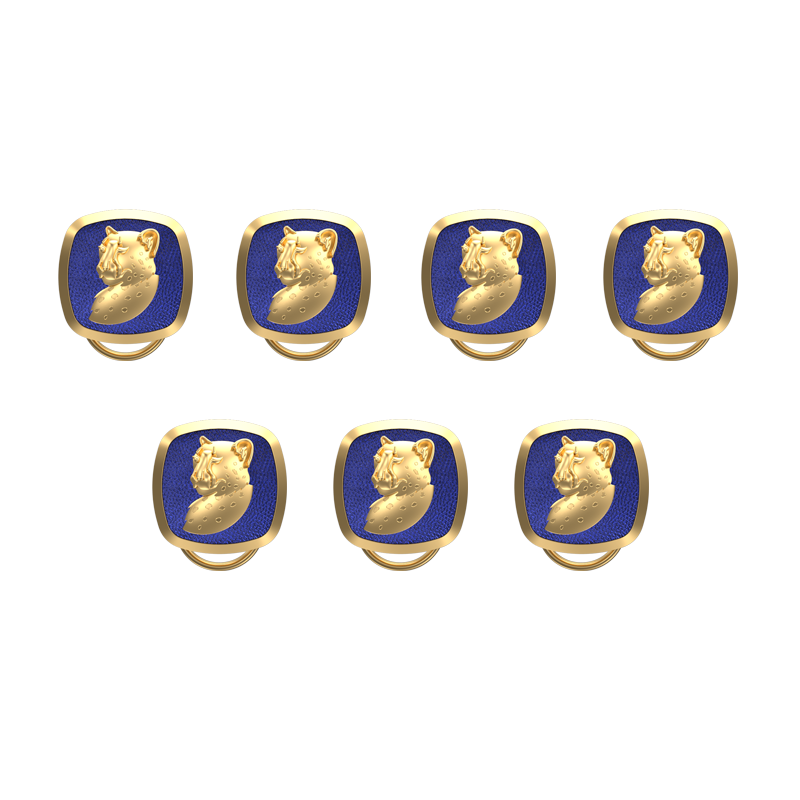 Leopard, Wild Button set with 18kt Gold & Black Ruthenium Plating on Brass.
