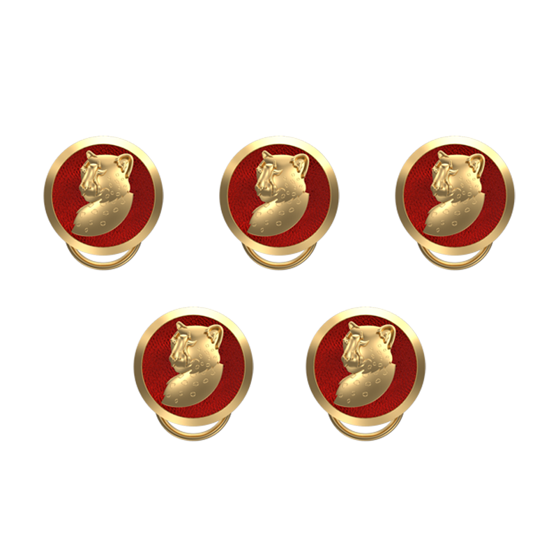 Leopard, Wild Button set with 18kt Gold & Black Ruthenium Plating on Brass.