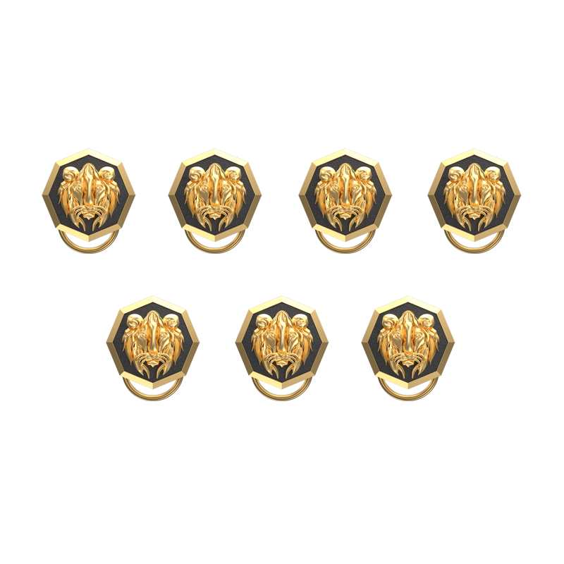 Lion, Wild Button set with 18kt Gold & Black Ruthenium Plating on Brass.