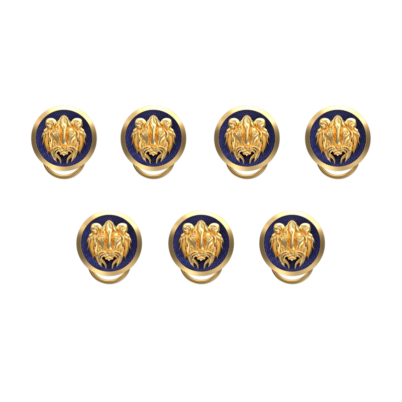 Lion, Wild Button set with 18kt Gold & Black Ruthenium Plating on Brass.