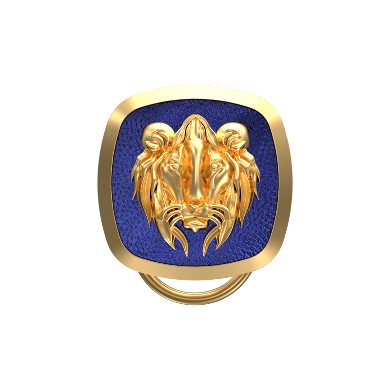Lion, Wild Button set with 18kt Gold & Black Ruthenium Plating on Brass.